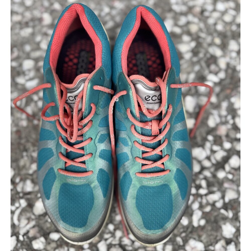 ECCO BIOM Performance Running Sneakers Teal Coral Womens 38